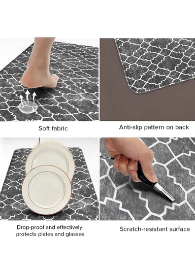 44x71cm Anti-Fatigue Kitchen Floor Mat with Modern Geometric Design – Pale Blue