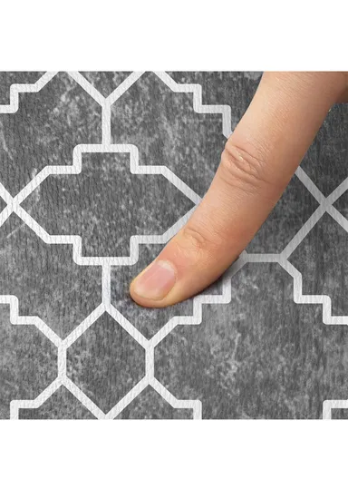 44x71cm Anti-Fatigue Kitchen Floor Mat with Modern Geometric Design – Pale Blue