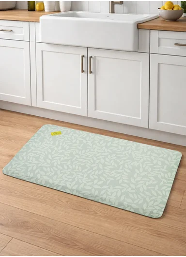 44x71cm Anti-Fatigue Kitchen Floor Mat with Modern Lines Design – Mint Green