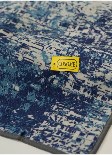 100x160cm Modern Abstract Polyester Carpet with Non-Slip TPR Backing JY-285 - Blue