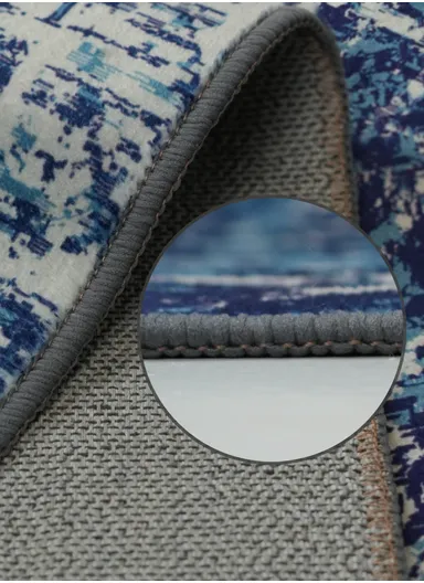 100x160cm Modern Abstract Polyester Carpet with Non-Slip TPR Backing JY-285 - Blue