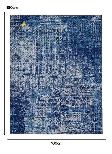 100x160cm Modern Abstract Polyester Carpet with Non-Slip TPR Backing JY-285 - Blue