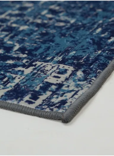 100x160cm Modern Abstract Polyester Carpet with Non-Slip TPR Backing JY-285 - Blue