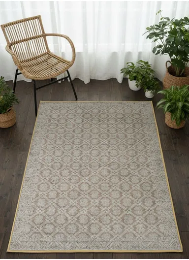 100x160cm Modern Polyester Carpet With Durable Lattice Pattern T-408 - Beige
