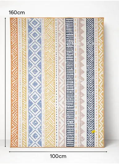 100x160cm Modern Geometric Pattern Carpet With Non-Slip TPR Backing JY-650 - Multicolor