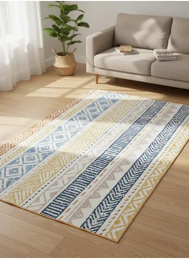100x160cm Modern Geometric Pattern Carpet With Non-Slip TPR Backing JY-650 - Multicolor