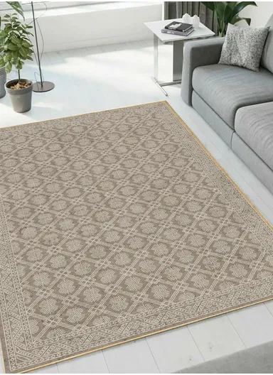 120x180cm Modern Polyester Carpet With Durable Lattice Pattern T-408 - Beige