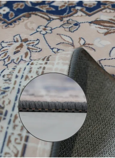 230x160cm Classic Oriental Polyester Carpet with Non-Slip TPR Backing T-084 – Beige &amp; Blue