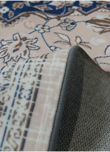 230x160cm Classic Oriental Polyester Carpet with Non-Slip TPR Backing T-084 – Beige &amp; Blue