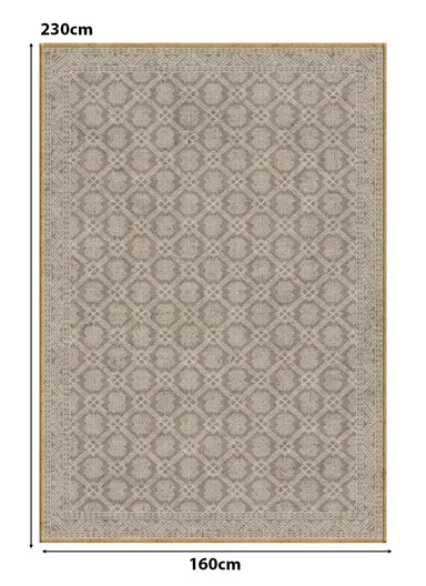 230x160cm Modern Polyester Carpet With Durable Lattice Pattern T-408 - Beige