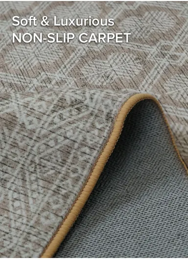 230x160cm Modern Polyester Carpet With Durable Lattice Pattern T-408 - Beige