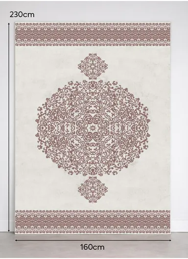 230x160cm Elegant Classic Medallion Carpet With Decorative Borders T-418 - Beige