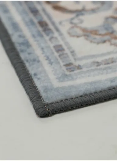 160x230cm Classic Medallion Pattern Polyester Carpet with Non-Slip TPR Backing T-208 - Light Blue
