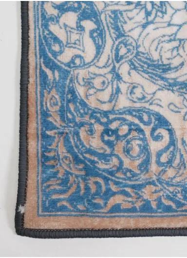 160x230cm Elegant Traditional Velvet Carpet With Classic Medallion Design - Light Blue