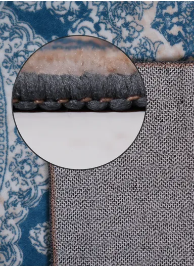 160x230cm Elegant Traditional Velvet Carpet With Classic Medallion Design - Light Blue