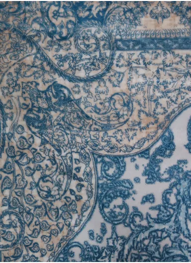 160x230cm Elegant Traditional Velvet Carpet With Classic Medallion Design - Light Blue