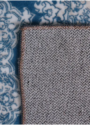 160x230cm Elegant Traditional Velvet Carpet With Classic Medallion Design - Light Blue