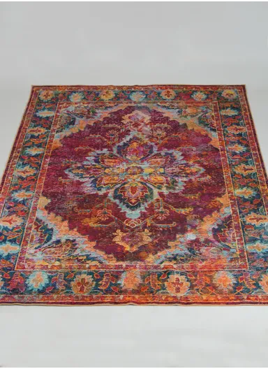 160x230cm Classic Medallion Carpet with Anti-Slip Backing &amp; Soft Printed Surface BS-283 – Bordeaux