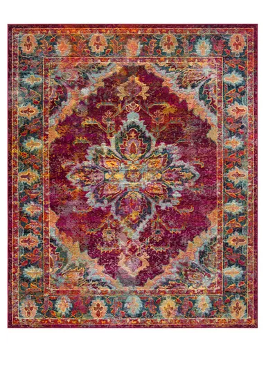 160x230cm Classic Medallion Carpet with Anti-Slip Backing &amp; Soft Printed Surface BS-283 – Bordeaux