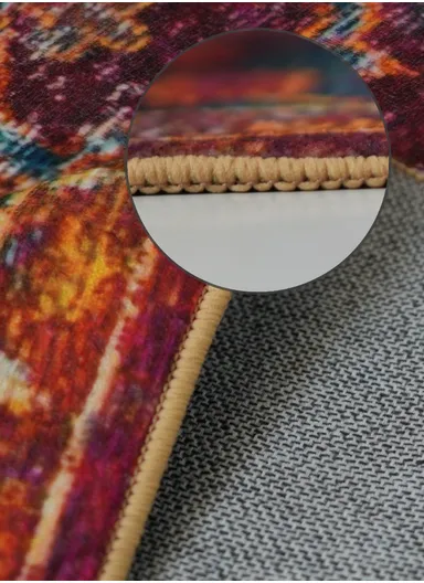 160x230cm Classic Medallion Carpet with Anti-Slip Backing &amp; Soft Printed Surface BS-283 – Bordeaux