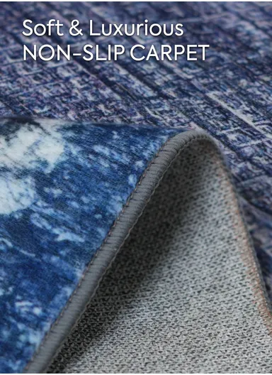 230x160cm Luxury Classic-Pattern Polyester Carpet with Non-Slip TPR Backing T-251 - Blue