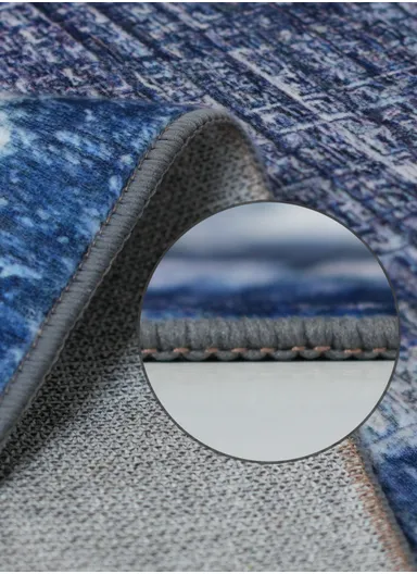 230x160cm Luxury Classic-Pattern Polyester Carpet with Non-Slip TPR Backing T-251 - Blue