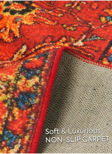 160x230cm Classic Medallion Design Carpet with Decorative Border - Bordeaux