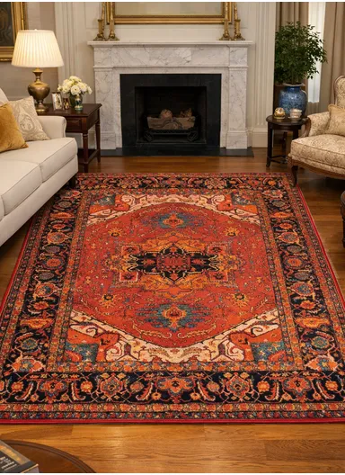 160x230cm Classic Medallion Design Carpet with Decorative Border - Bordeaux