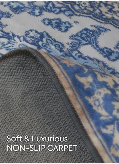 300x200cm Classic Carpet With Central Medallion Design BS-591 – Blue &amp; Beige