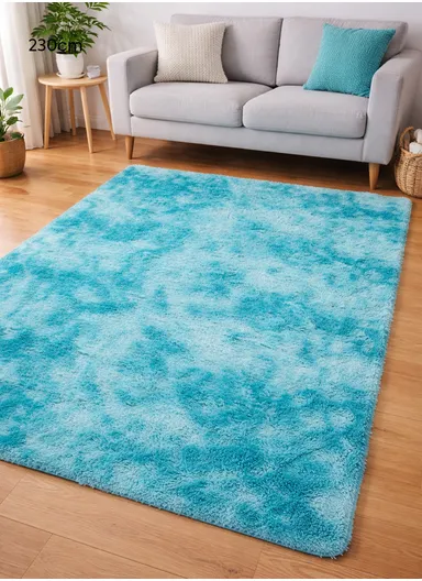 160x230cm Elegant Faux Fur Plush Carpet with Soft Texture - Aqua Blue