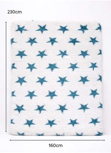 160x230cm Elegant Faux Fur Plush Carpet with Soft Texture - White &amp; Light Navy