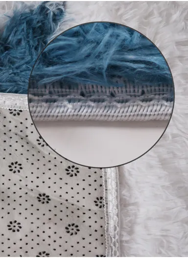 160x230cm Elegant Faux Fur Plush Carpet with Soft Texture - White &amp; Light Navy