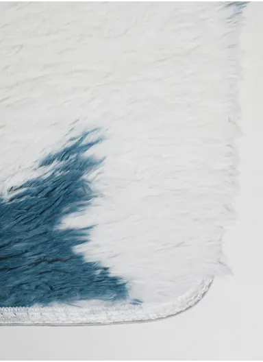 160x230cm Elegant Faux Fur Plush Carpet with Soft Texture - White &amp; Light Navy