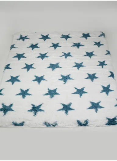 160x230cm Elegant Faux Fur Plush Carpet with Soft Texture - White &amp; Light Navy