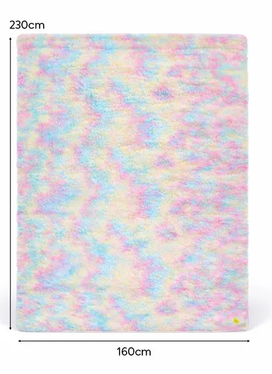 160x230cm Elegant Faux Fur Plush Carpet with Soft Texture - Rainbow
