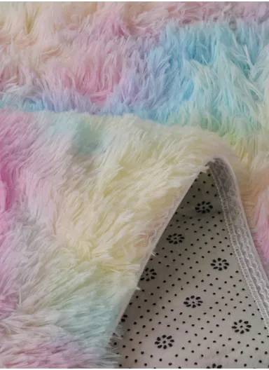 160x230cm Elegant Faux Fur Plush Carpet with Soft Texture - Rainbow