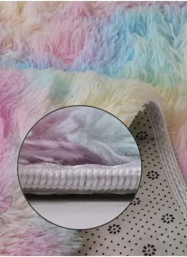 160x230cm Elegant Faux Fur Plush Carpet with Soft Texture - Rainbow