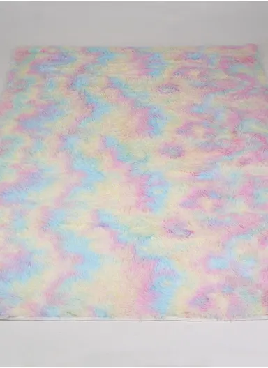 160x230cm Elegant Faux Fur Plush Carpet with Soft Texture - Rainbow