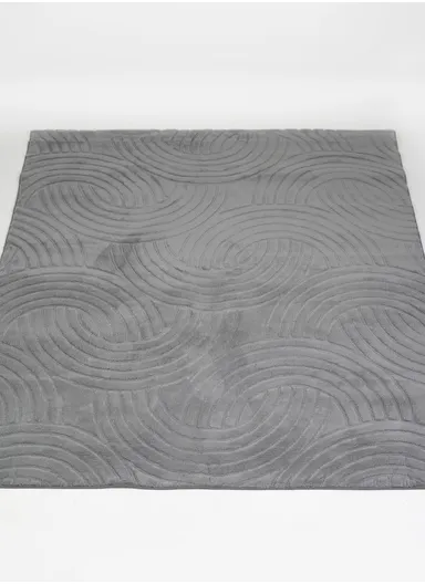 160x200cm Luxury Soft Plush Fabric Carpet with Modern Wave Texture – Grey