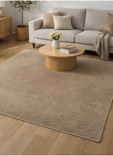 180×200 cm Polypropylene Sleek Non-Slip Machine-Woven Floor Mat - Brown