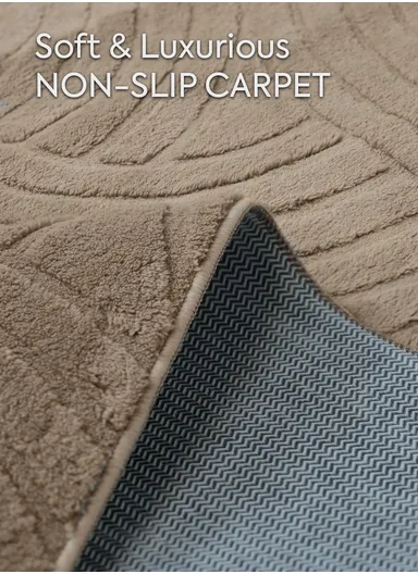 180×200 cm Polypropylene Sleek Non-Slip Machine-Woven Floor Mat - Brown