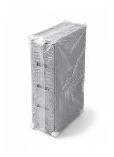 4-Layers Multi-Purpose Plastic Storage Cabinet With Wheels (W18 × D44 × H84)cm 516-5004 – Grey 