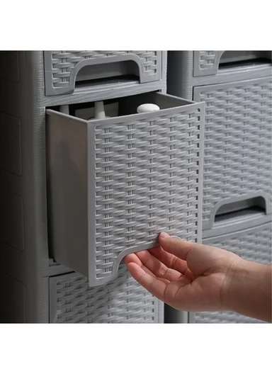 5-Layers Multi-Purpose Plastic Storage Cabinet With Wheels (W18 × D44 × H104)cm 516-5005 – Grey 