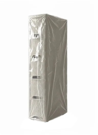 5-Layers Multi-Purpose Plastic Storage Cabinet With Wheels (W18 × D44 × H104)cm 516-5005 – Light Beige