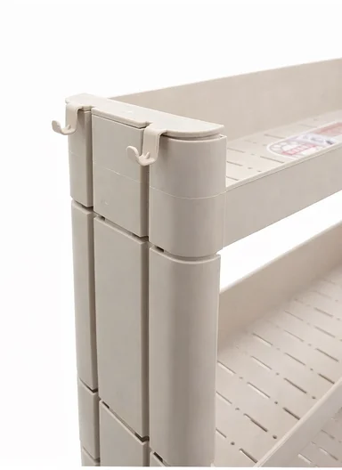 3-Tiers MultiPurpose Plastic Storage Rack With Wheels  (W50 × D14 × H65)cm 516-2250 - Beige