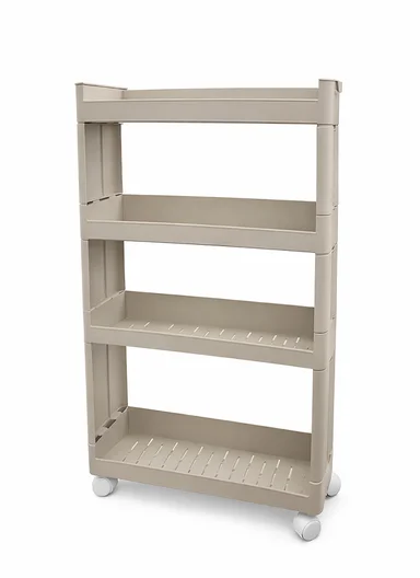 4-Tiers MultiPurpose Plastic Storage Rack With Wheels  (W50 × D14 × H90)cm 516-2251 - Grey