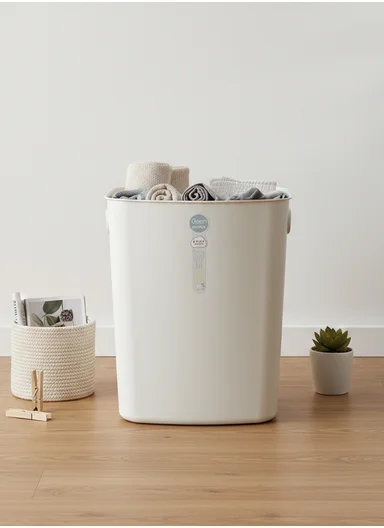 Plastic Laundry Basket With Wall-Mount Option (W35 × D18 × H40)cm 516-2293 - Off White