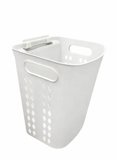 Plastic Laundry Basket With Wall-Mount Option (W35 × D18 × H40)cm 516-2293 - Off White
