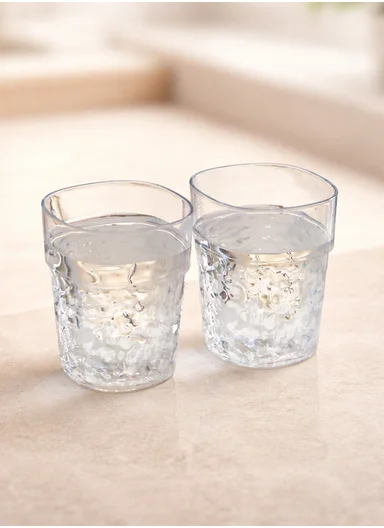 4Pcs Elegant Design Acrylic Cup Set (D7 x H10)cm - Transparent White