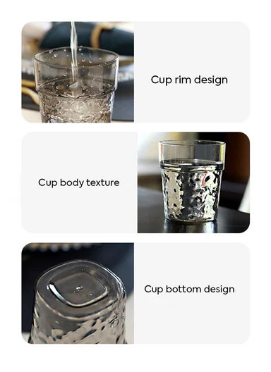 4Pcs Elegant Design Acrylic Cup Set (D7 x H10)cm - Transparent White